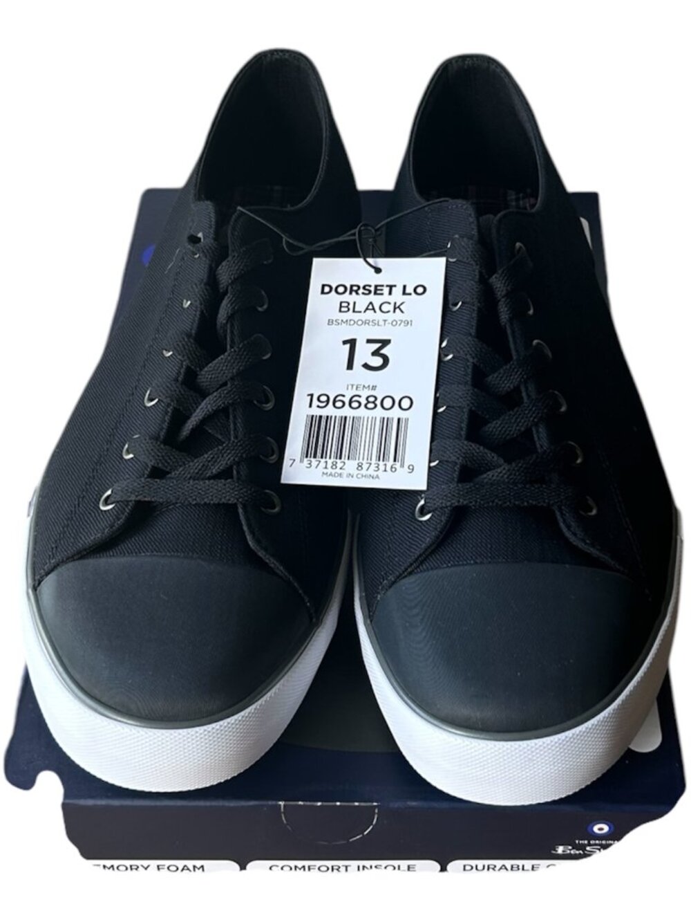 Ben Sherman Men's Canvas Shoe Memory Foam Black Size 13